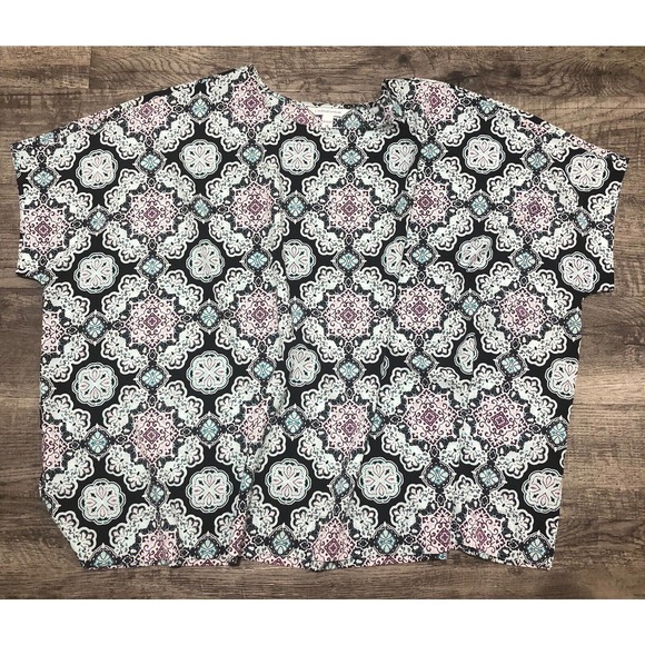 Croft & Barrow Blue Black Blouse Sz 1X Women’s Top Chest 60” Plus Size A8 - Picture 5 of 5